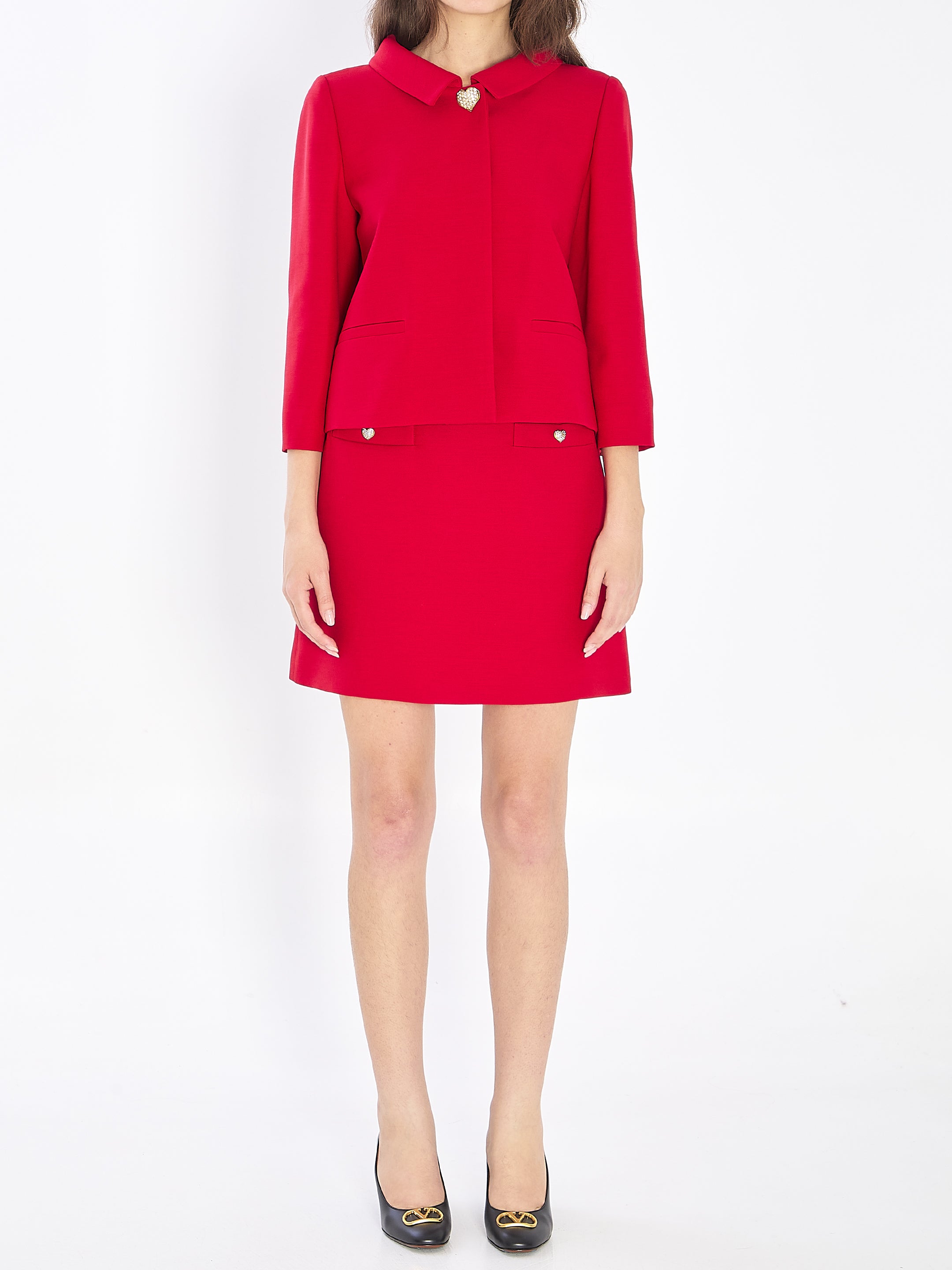 VALENTINO GARAVANI Women's Couture Crepe Jacket with Jeweled Buttons - Size 42