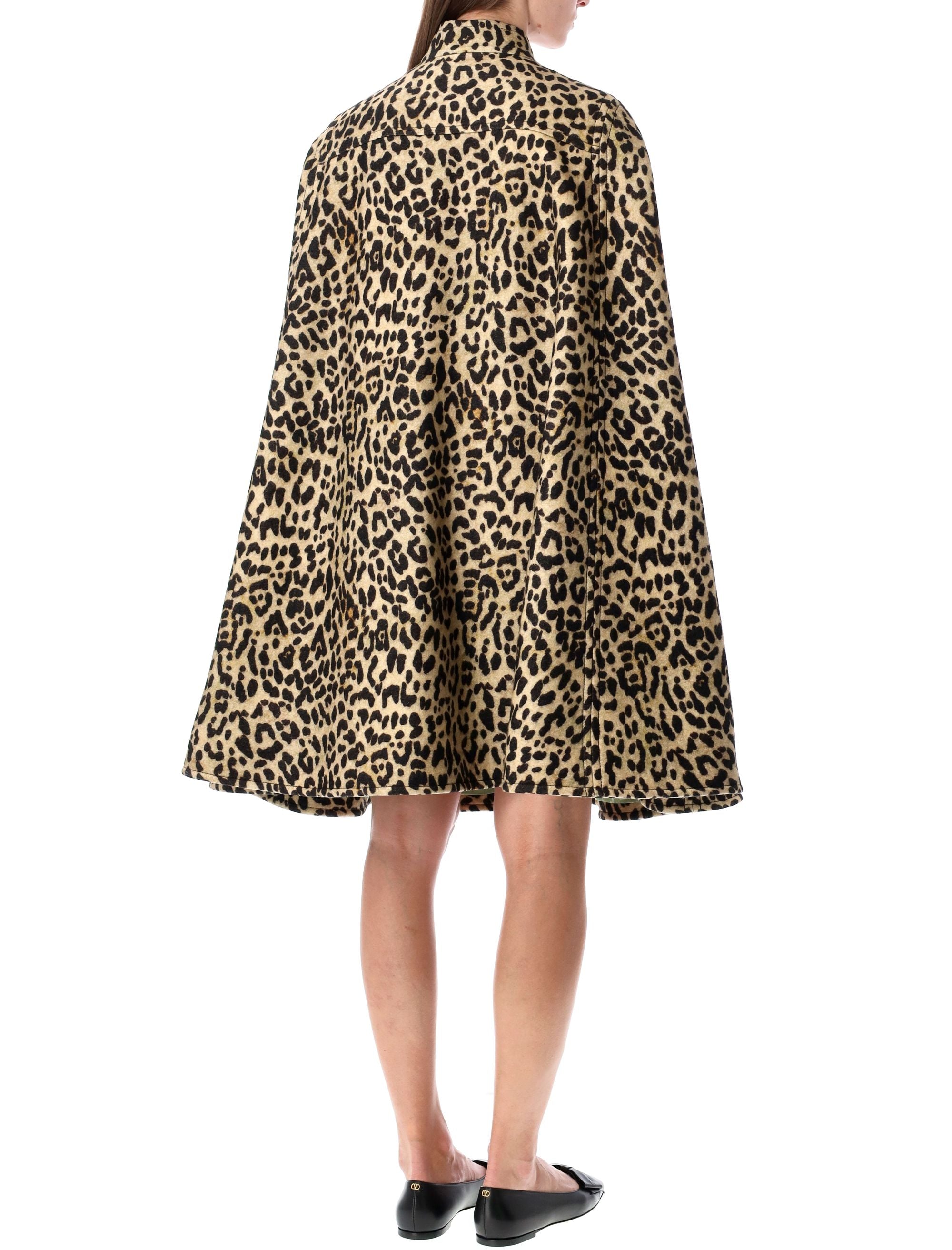 VALENTINO Animal Print Wool Cape