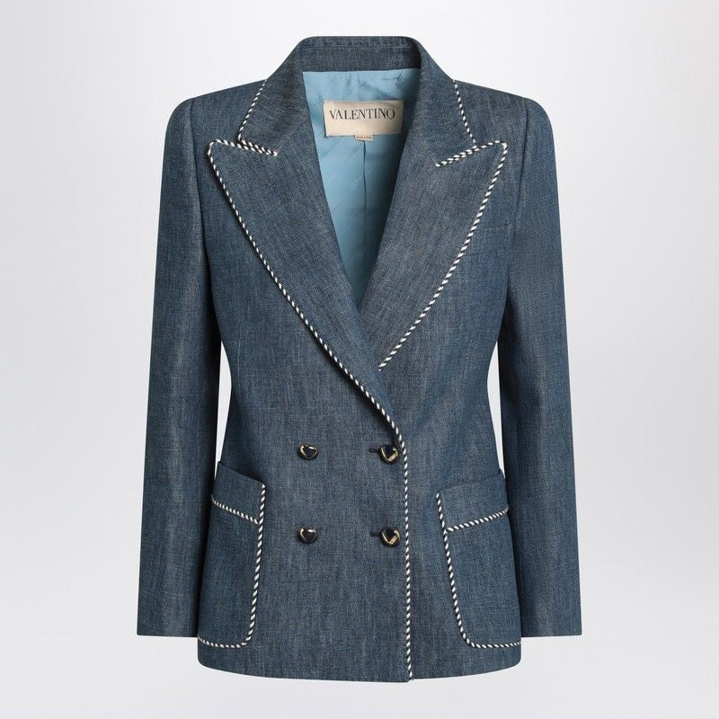 VALENTINO Double-Breasted Jacket in Chambray Denim