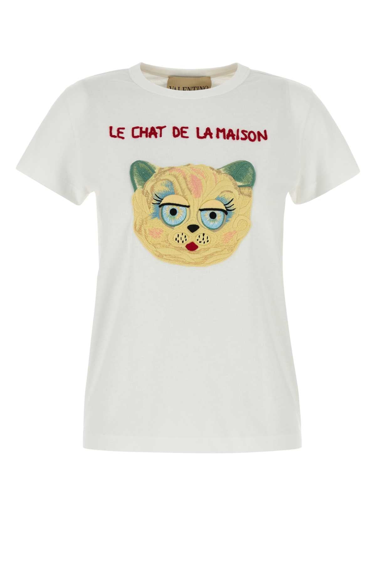 VALENTINO GARAVANI Silk T-Shirt with Embroidery for Women