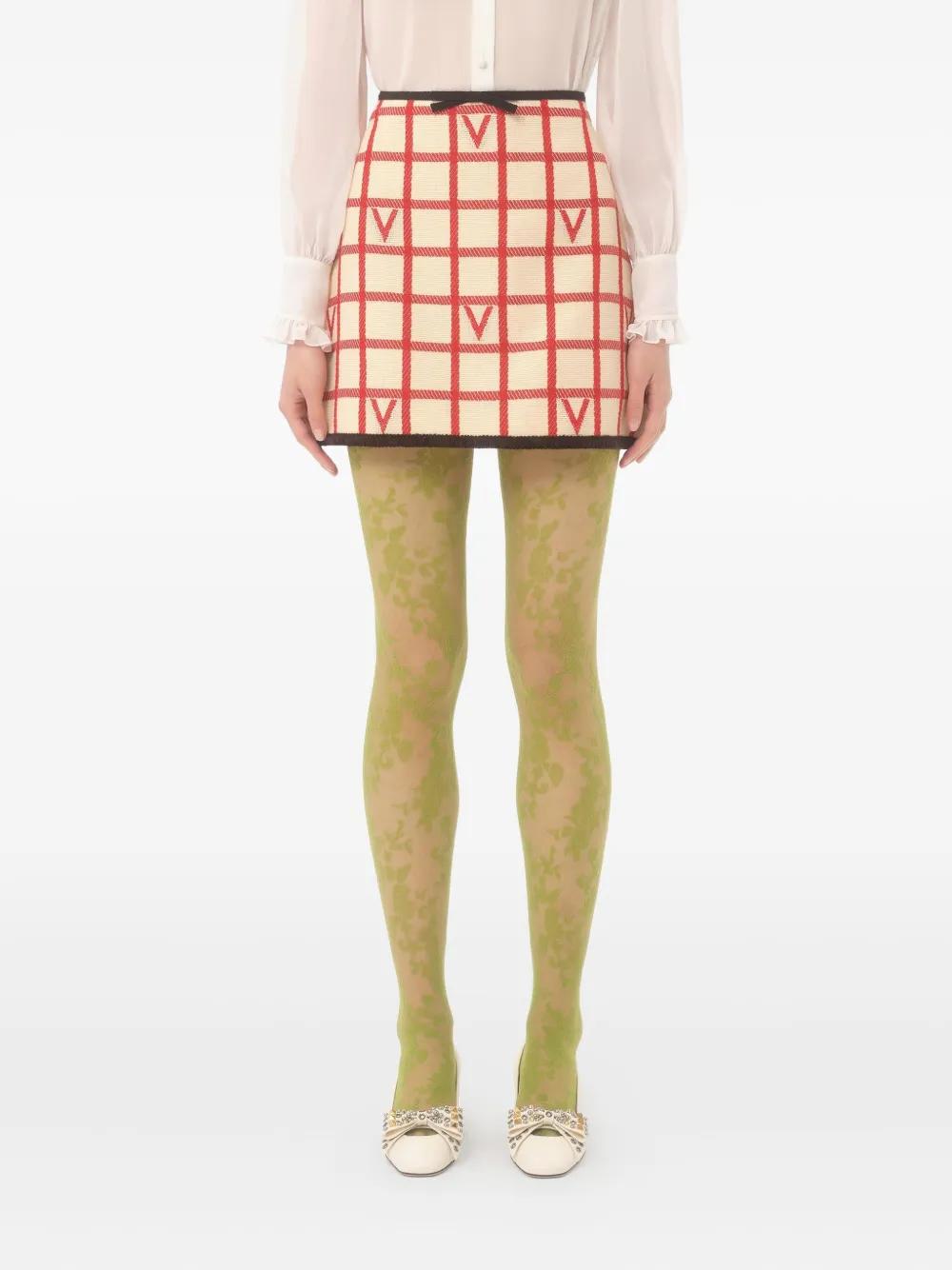 VALENTINO Elegant Grid-Patterned Mini Skirt