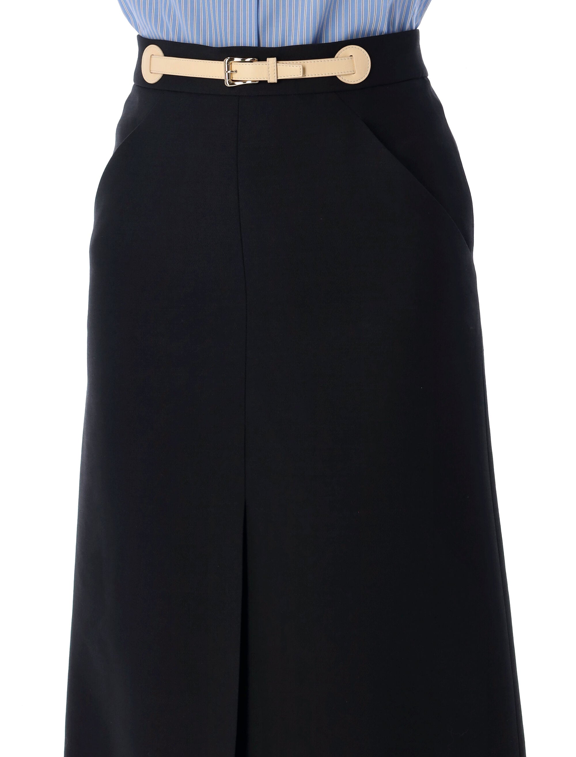 VALENTINO Chic Midi Skirt with Natural Belt for Women