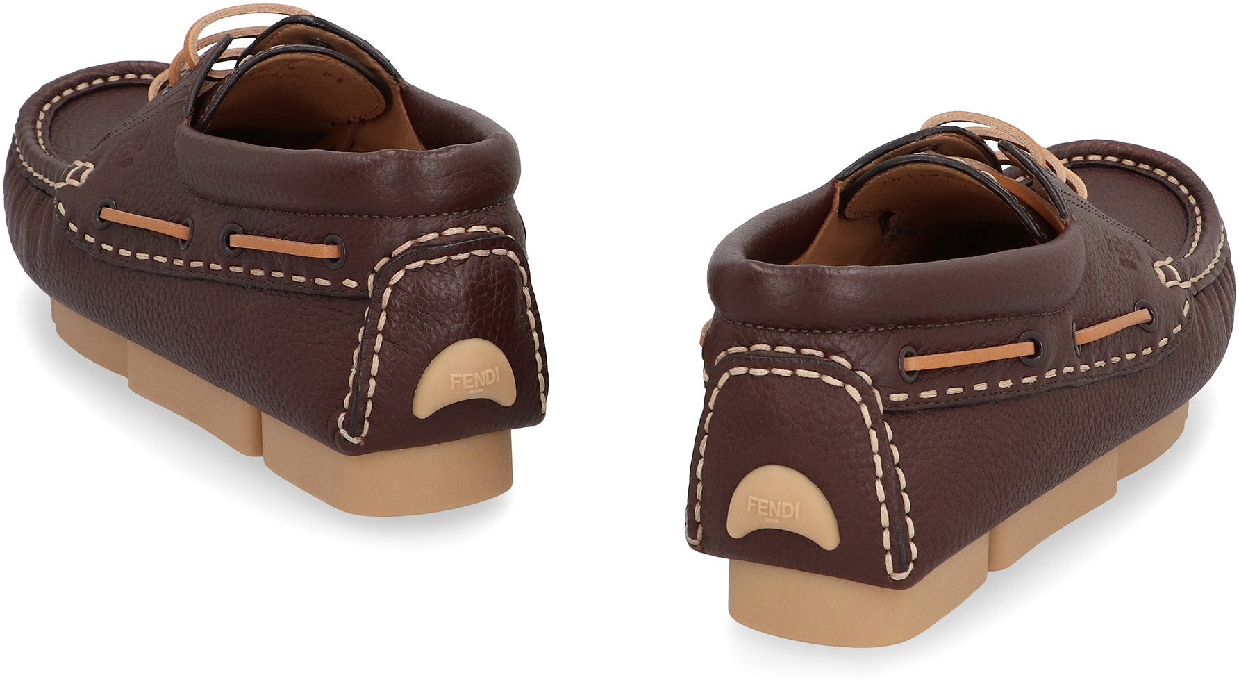 FENDI Leather Deck Loafers for Men