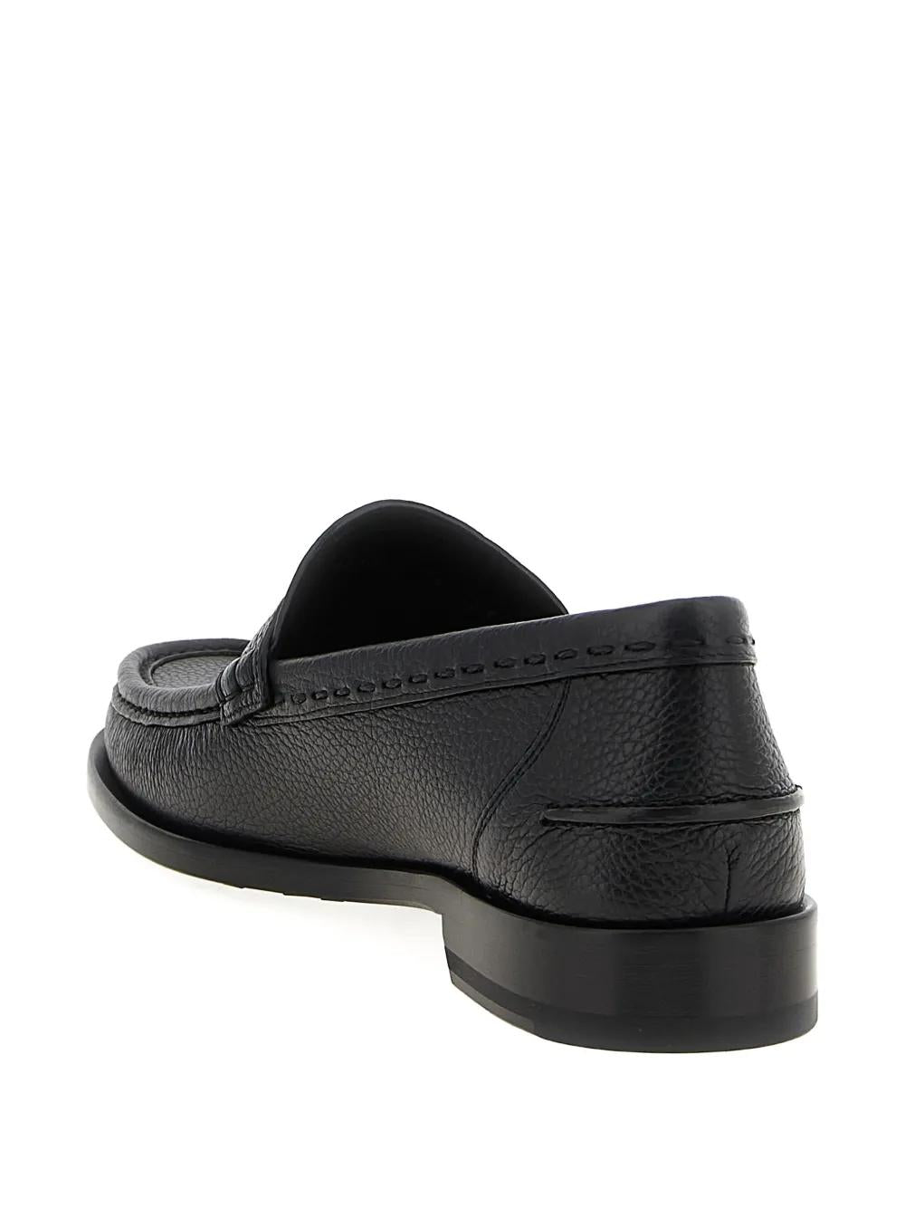 FENDI Metal Detail Leather Loafers for Men