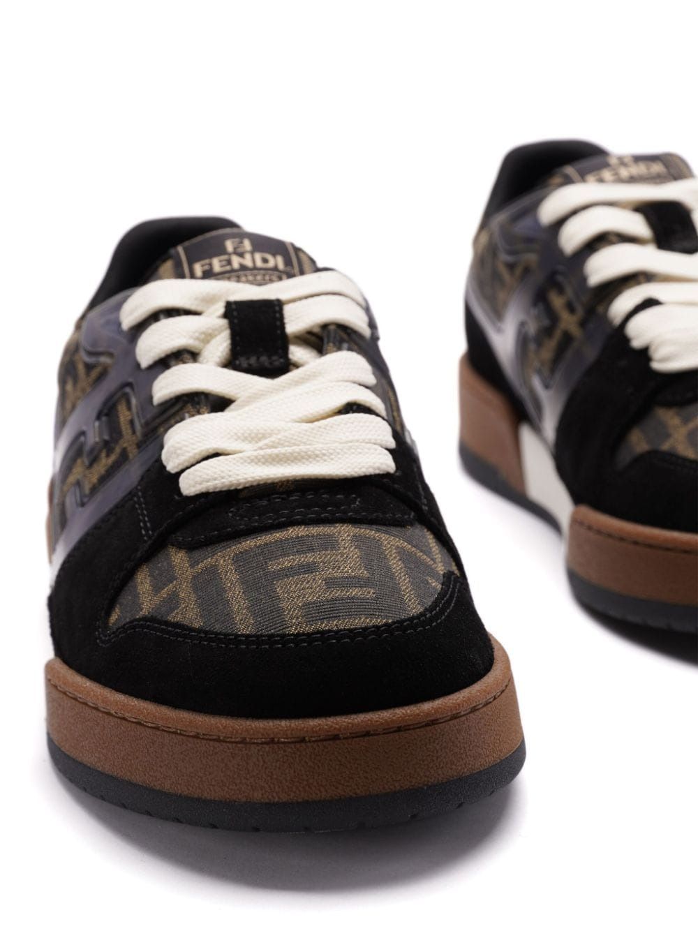 FENDI Embroidered Canvas and Leather Sneakers