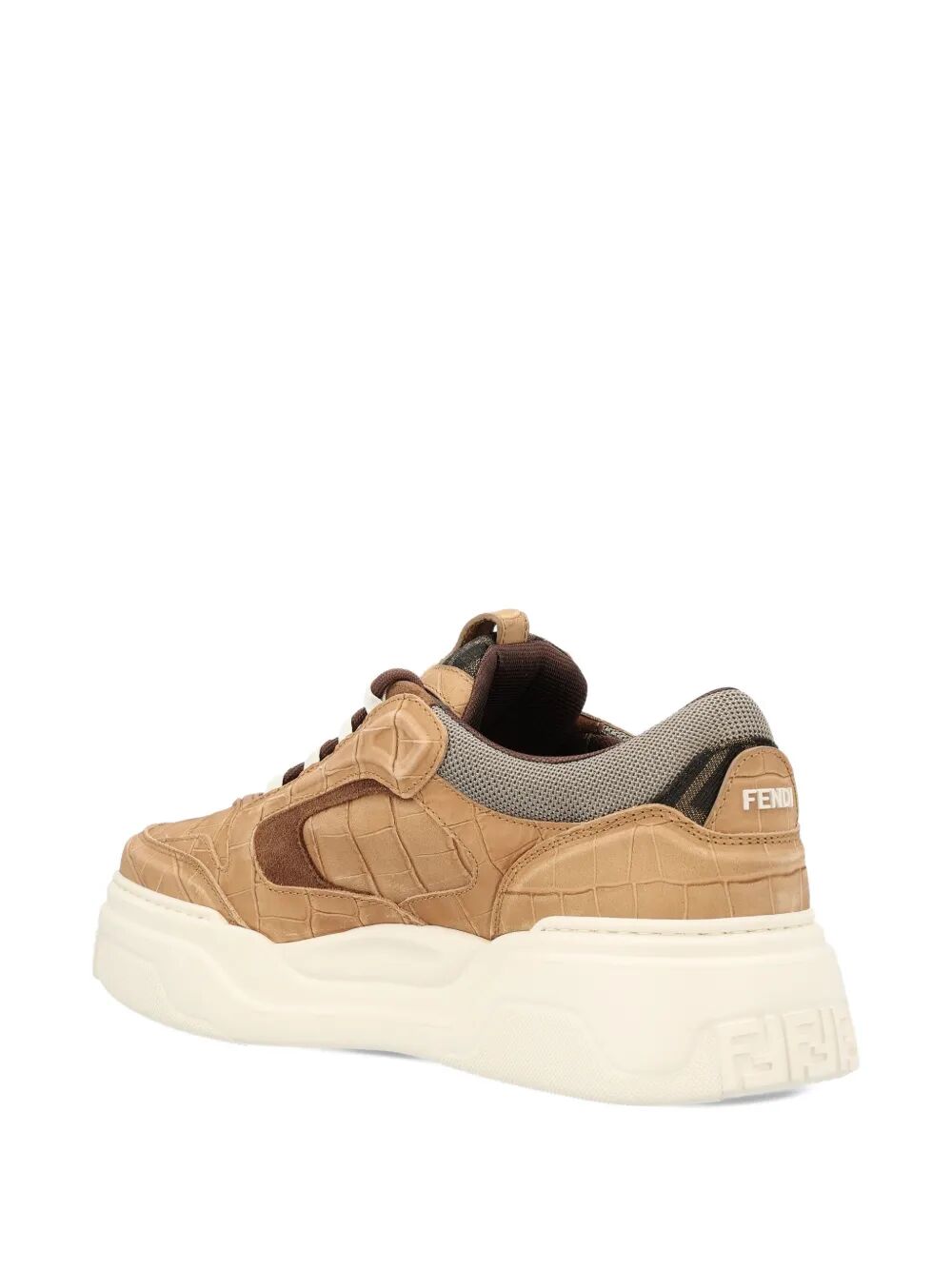 FENDI Crocodile-Print Leather Force Sneakers for Men