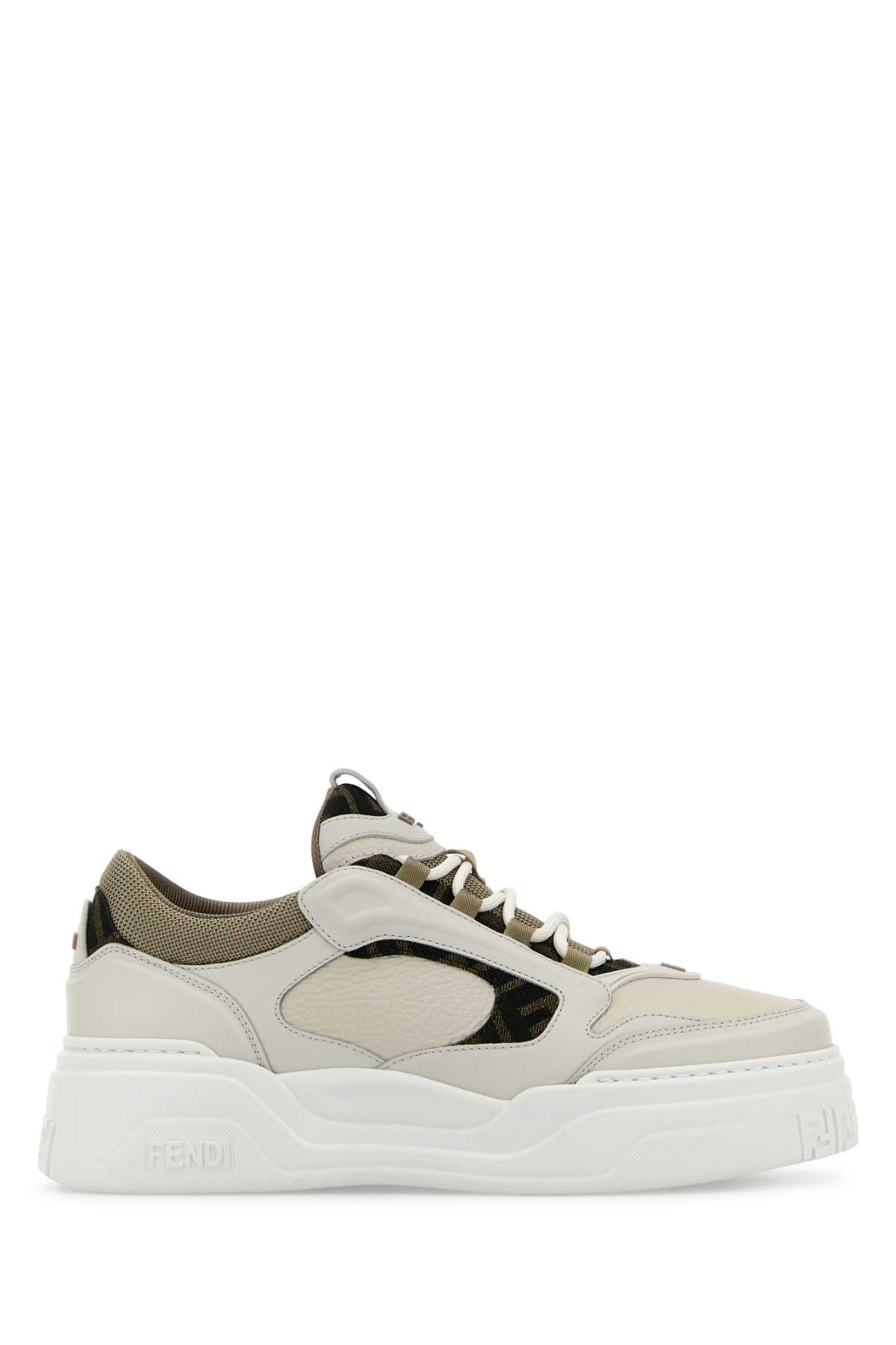 FENDI Multicolor Leather and Canvas FORCE Sneaker