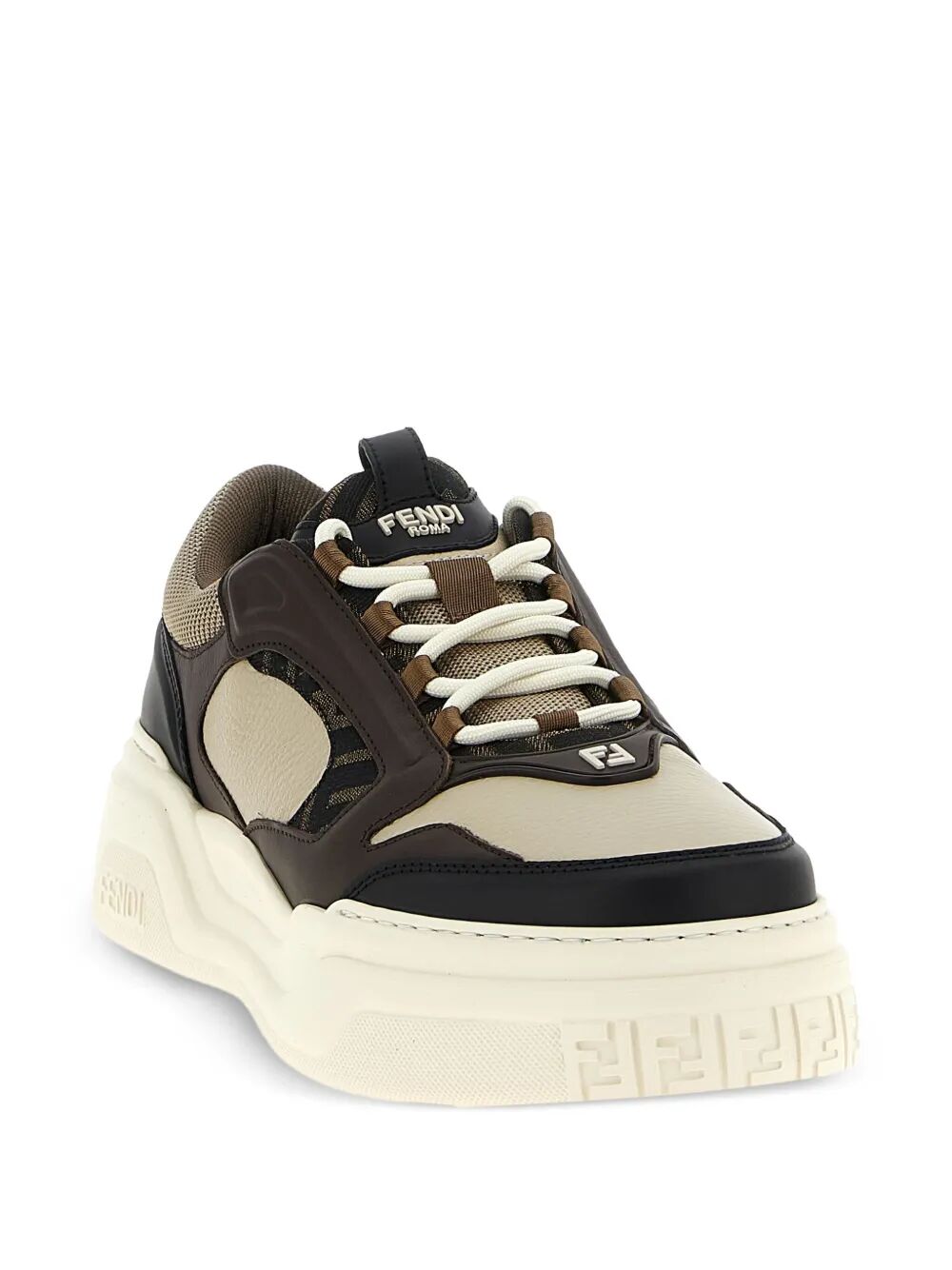 FENDI Chunky Leather and Canvas FORCE Sneaker for Men
