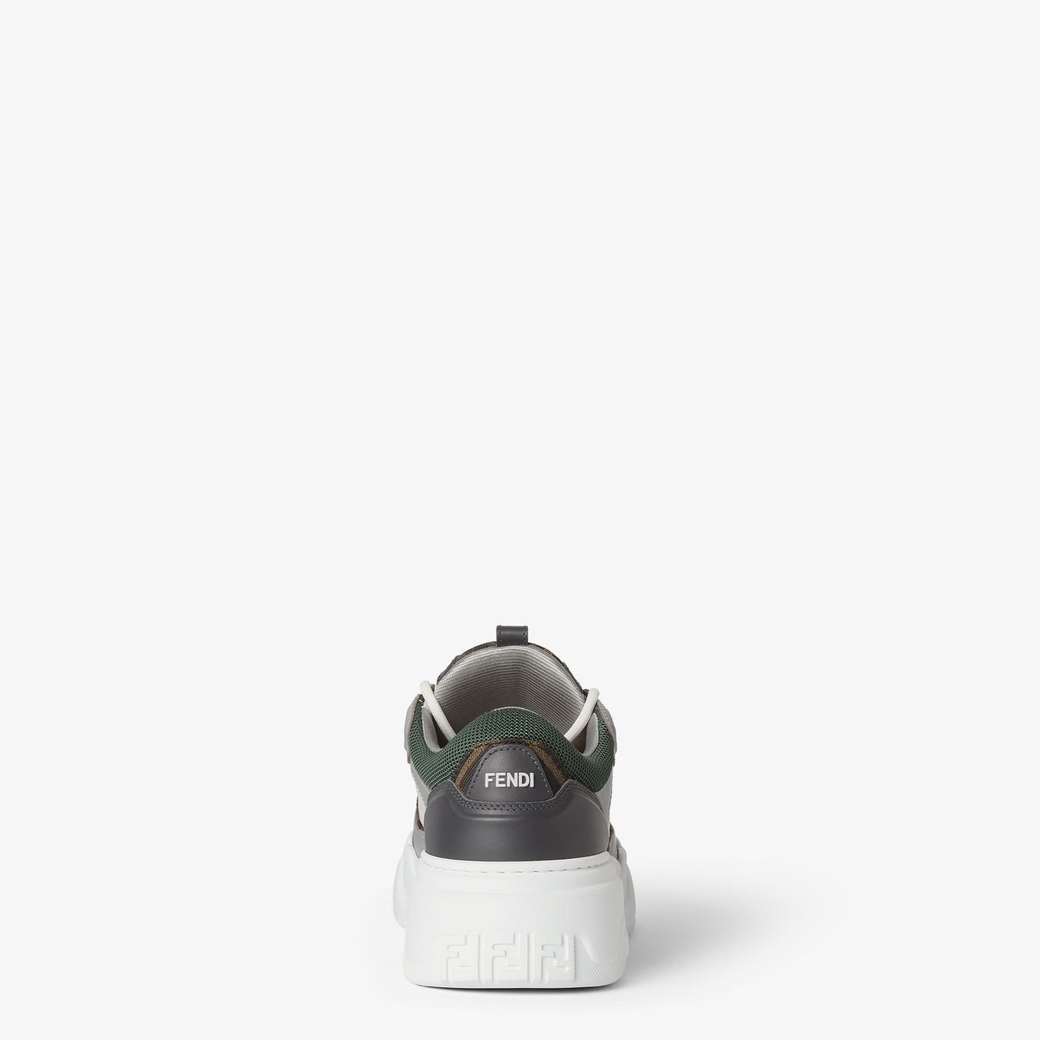 FENDI Force Leather Sneakers with FF Jacquard and Mesh Details