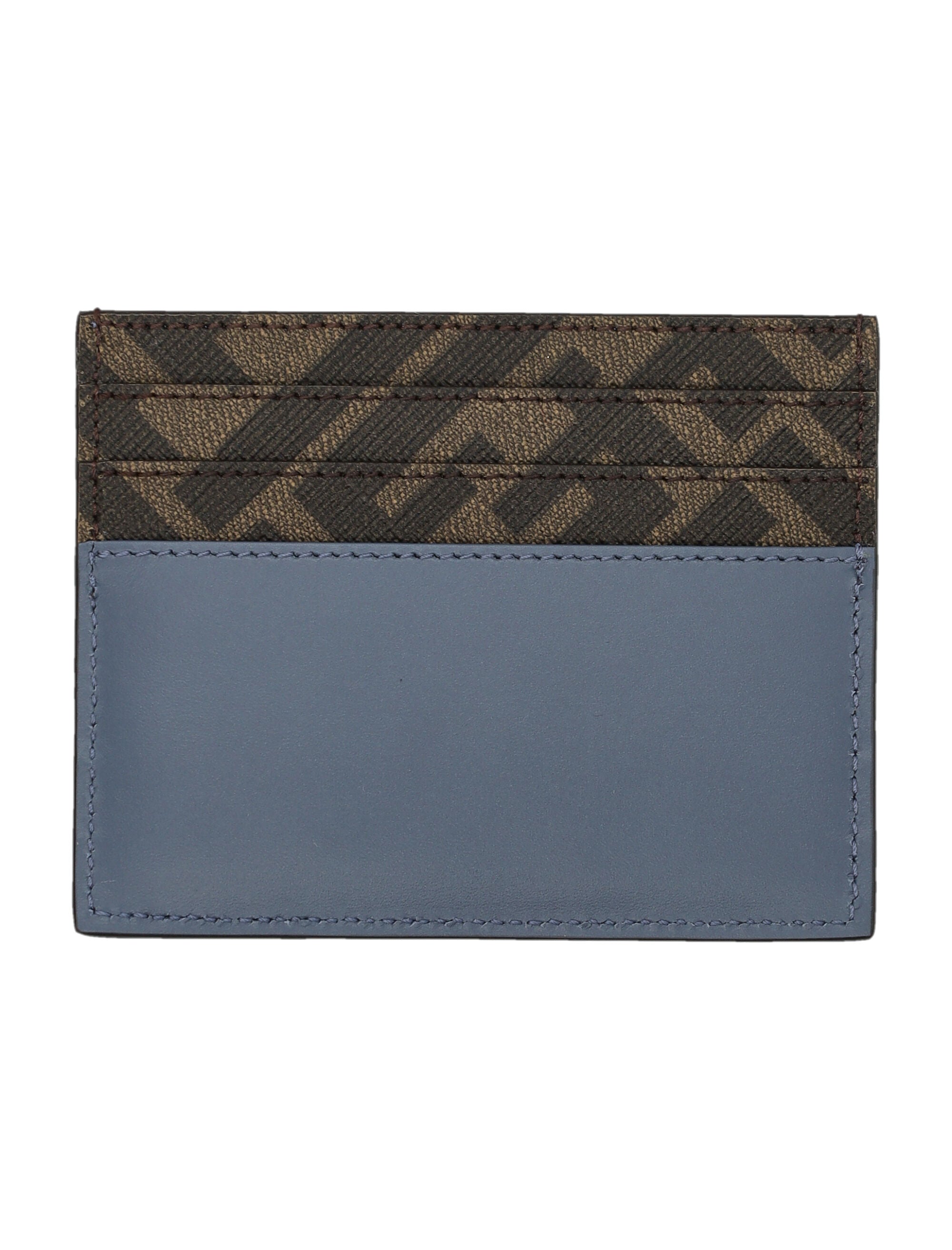 FENDI Leather and Canvas Squared Card Holder