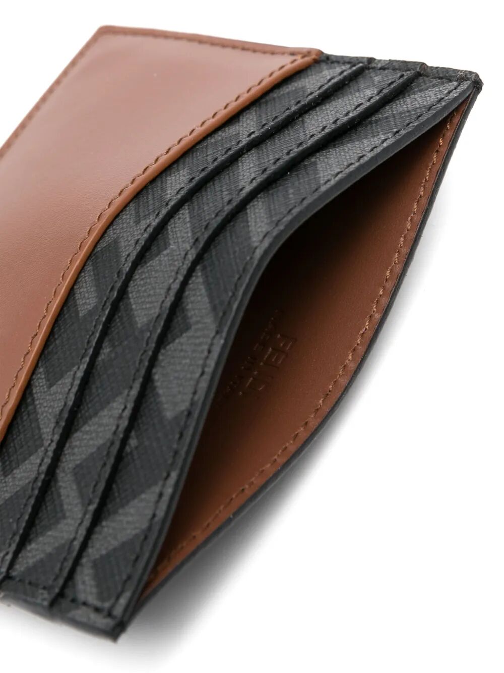 FENDI Squared Canvas and Leather Card Holder