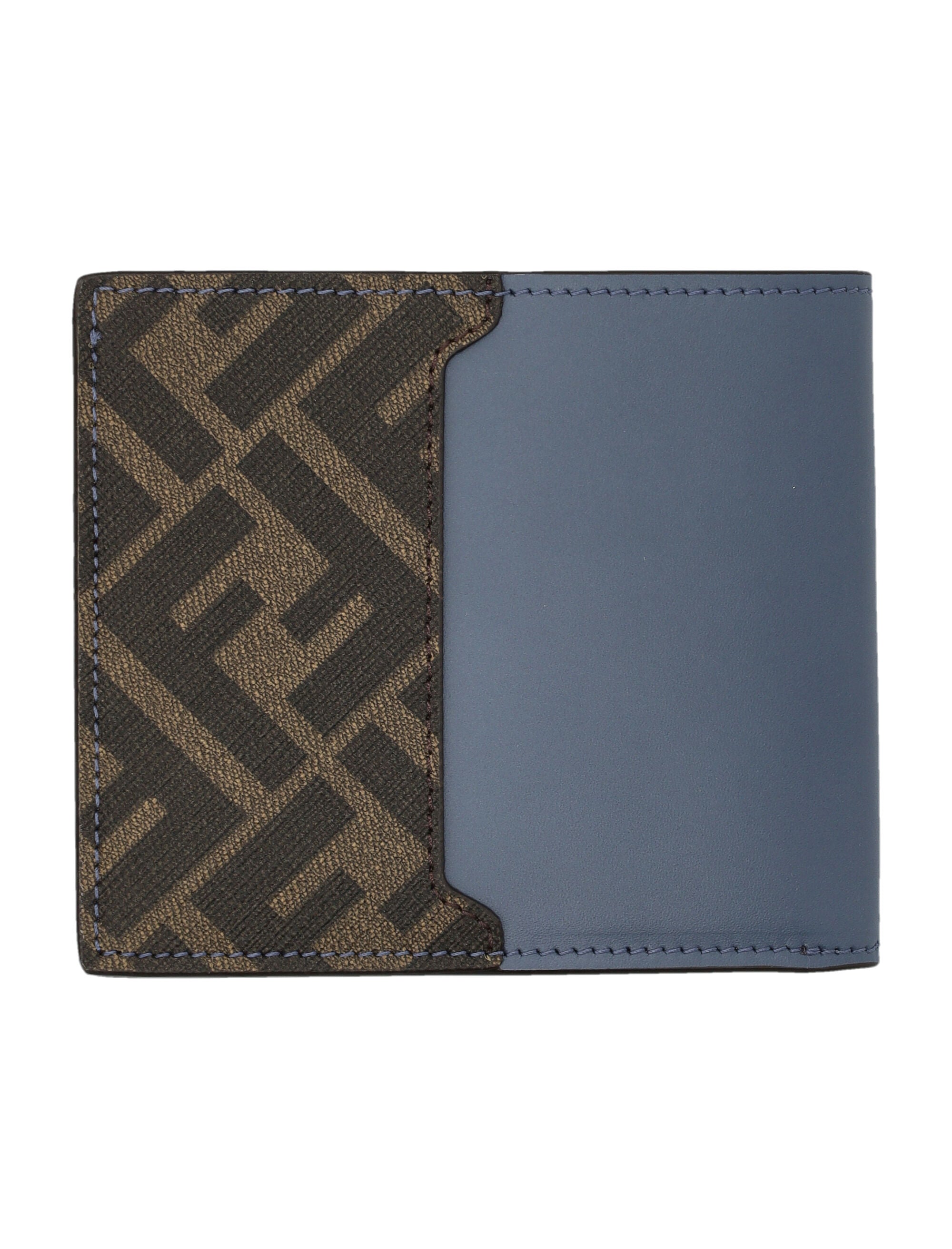 FENDI Men's Leather and Canvas Compact Bi-Fold Mini Wallet