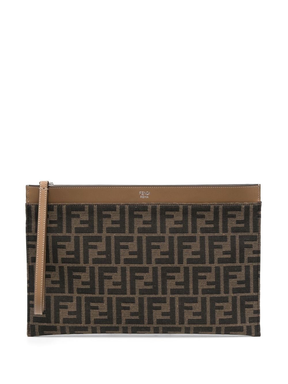 FENDI FF Logo Print Flat Pouch Handbag