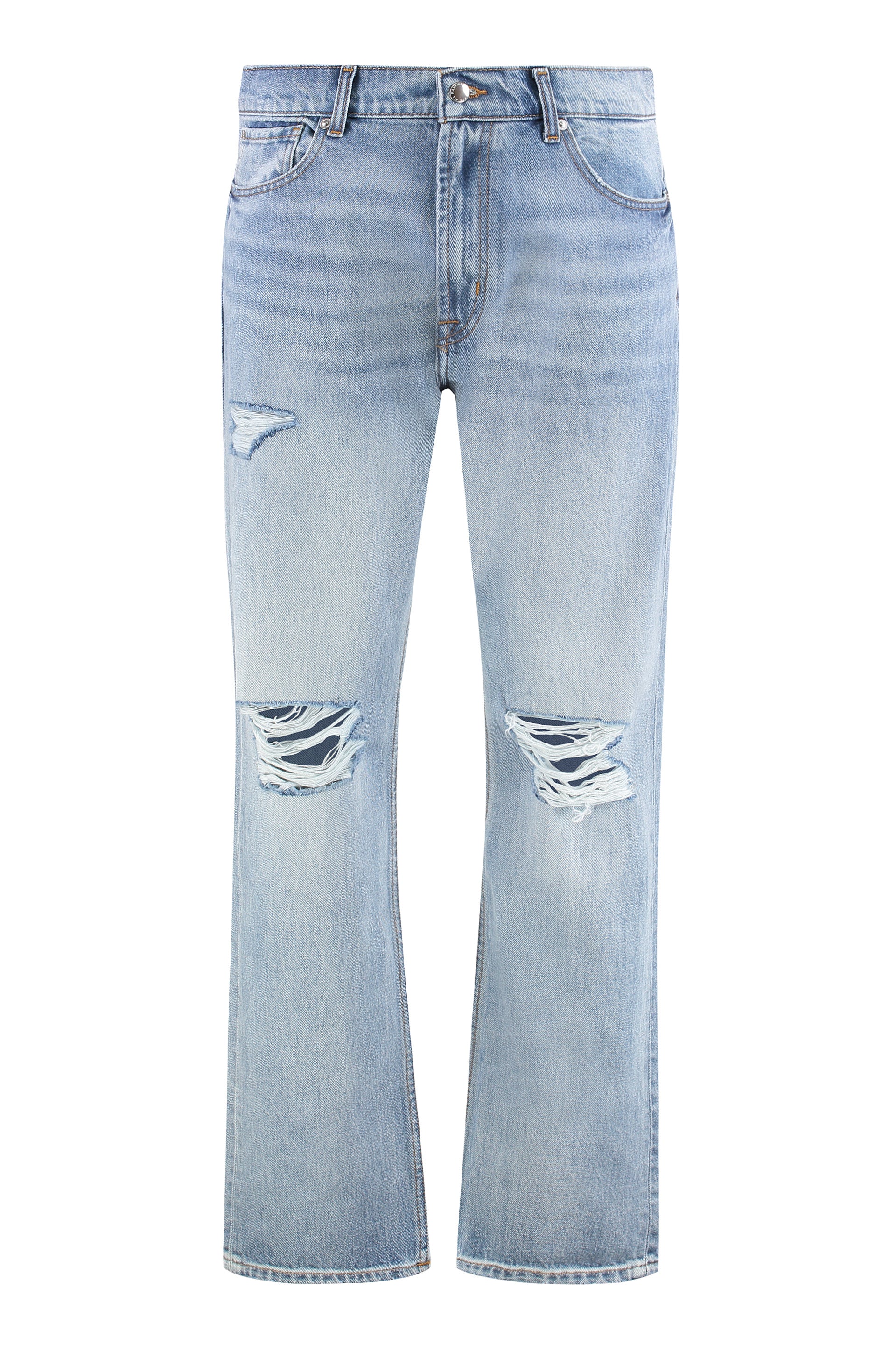 7 FOR ALL MANKIND Men's Elephant Leg Ripped Jeans - Straight Cut