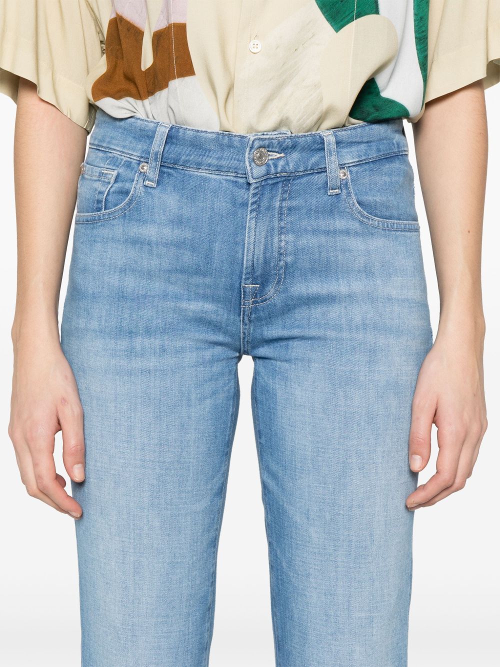 SEVEN Mini Logo Tag Straight Cropped Jeans for Women