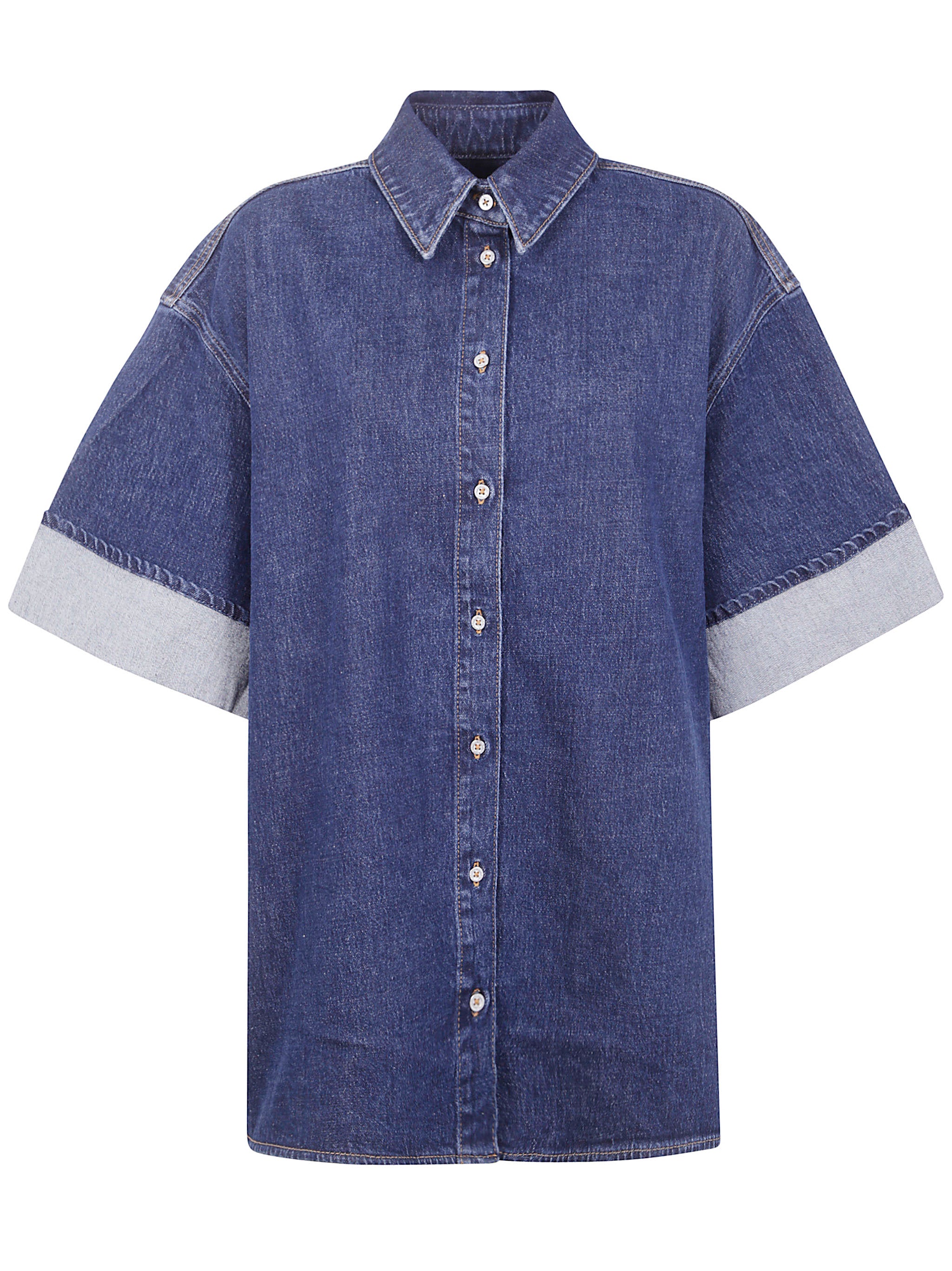 SEVEN FOR ALL MANKIND Nina Short Sleeve Overshirt with Wide Cuff