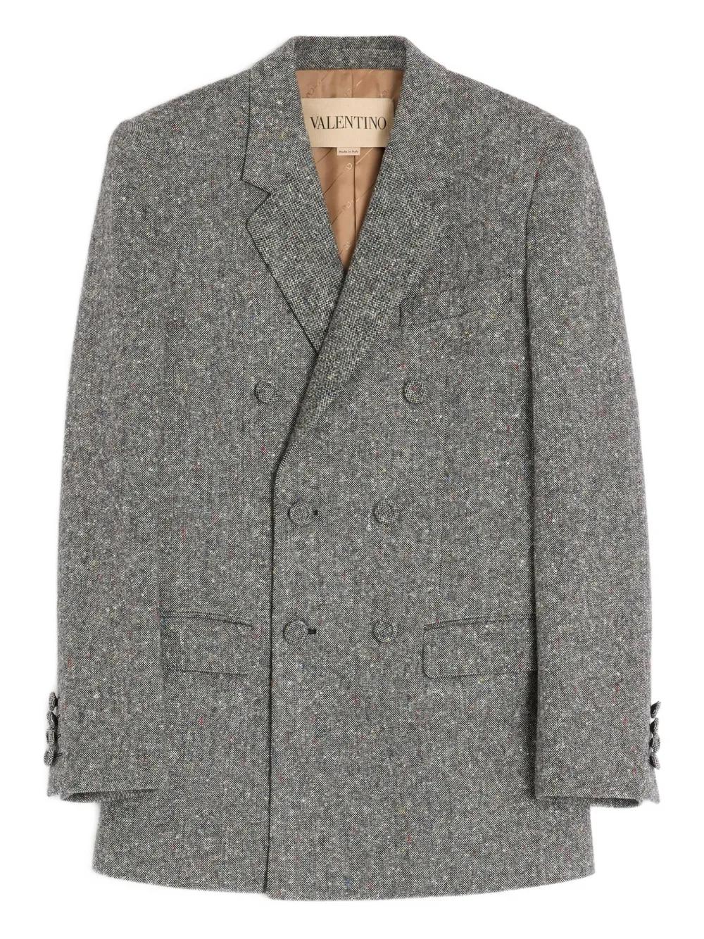 VALENTINO Textured Double-Breasted Blazer