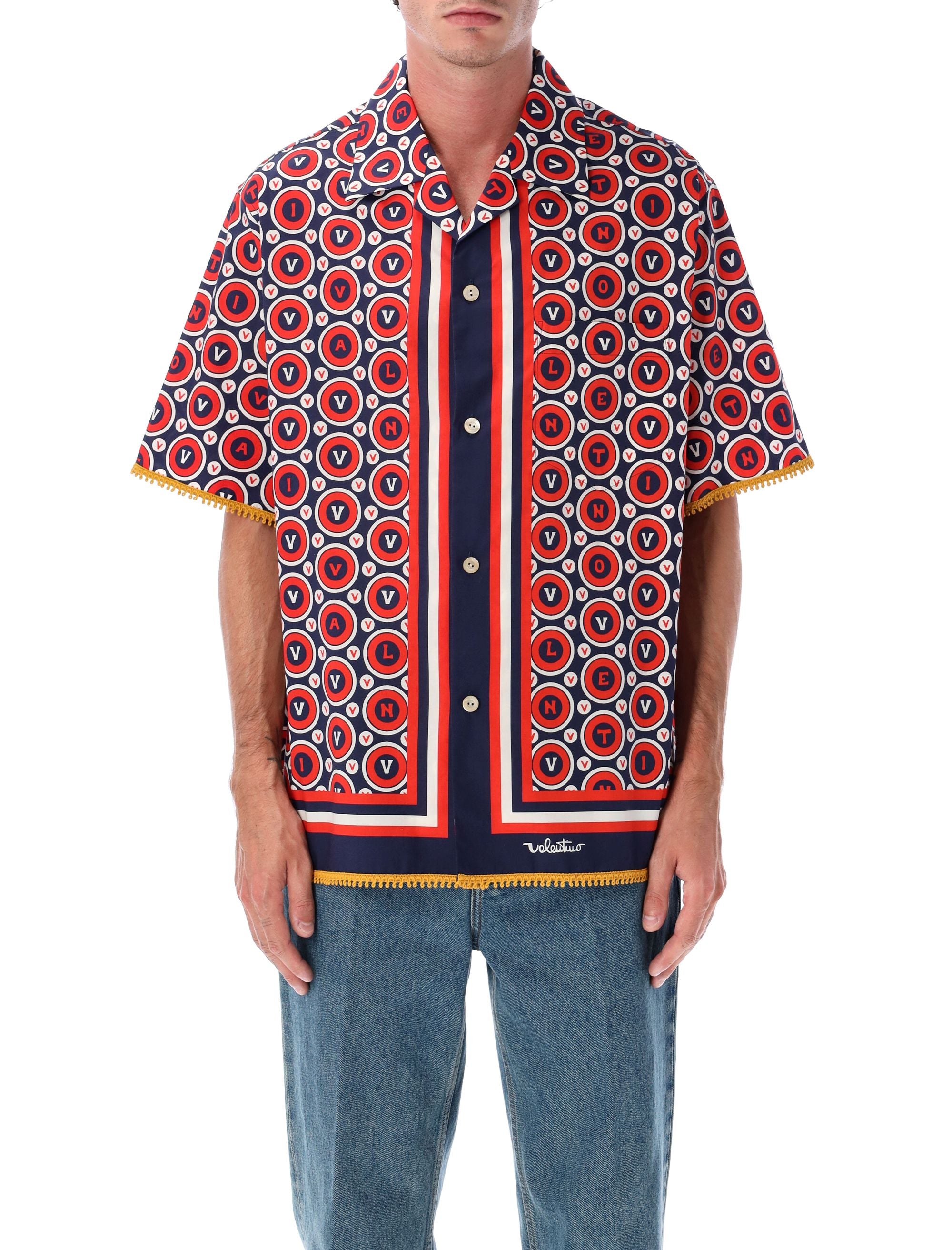 VALENTINO GARAVANI Cotton Bowling Shirt with Bold Graphics - Size 50