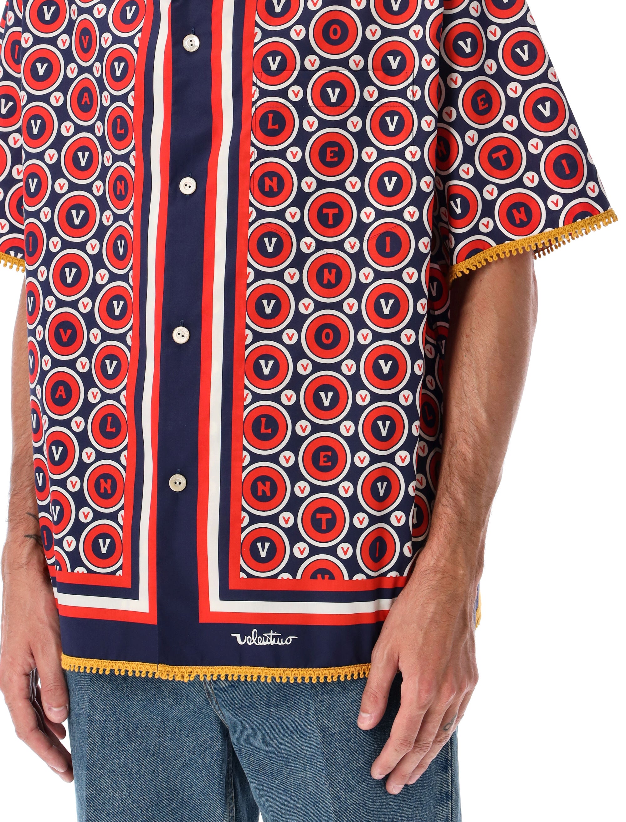 VALENTINO GARAVANI Cotton Bowling Shirt with Bold Graphics - Size 50