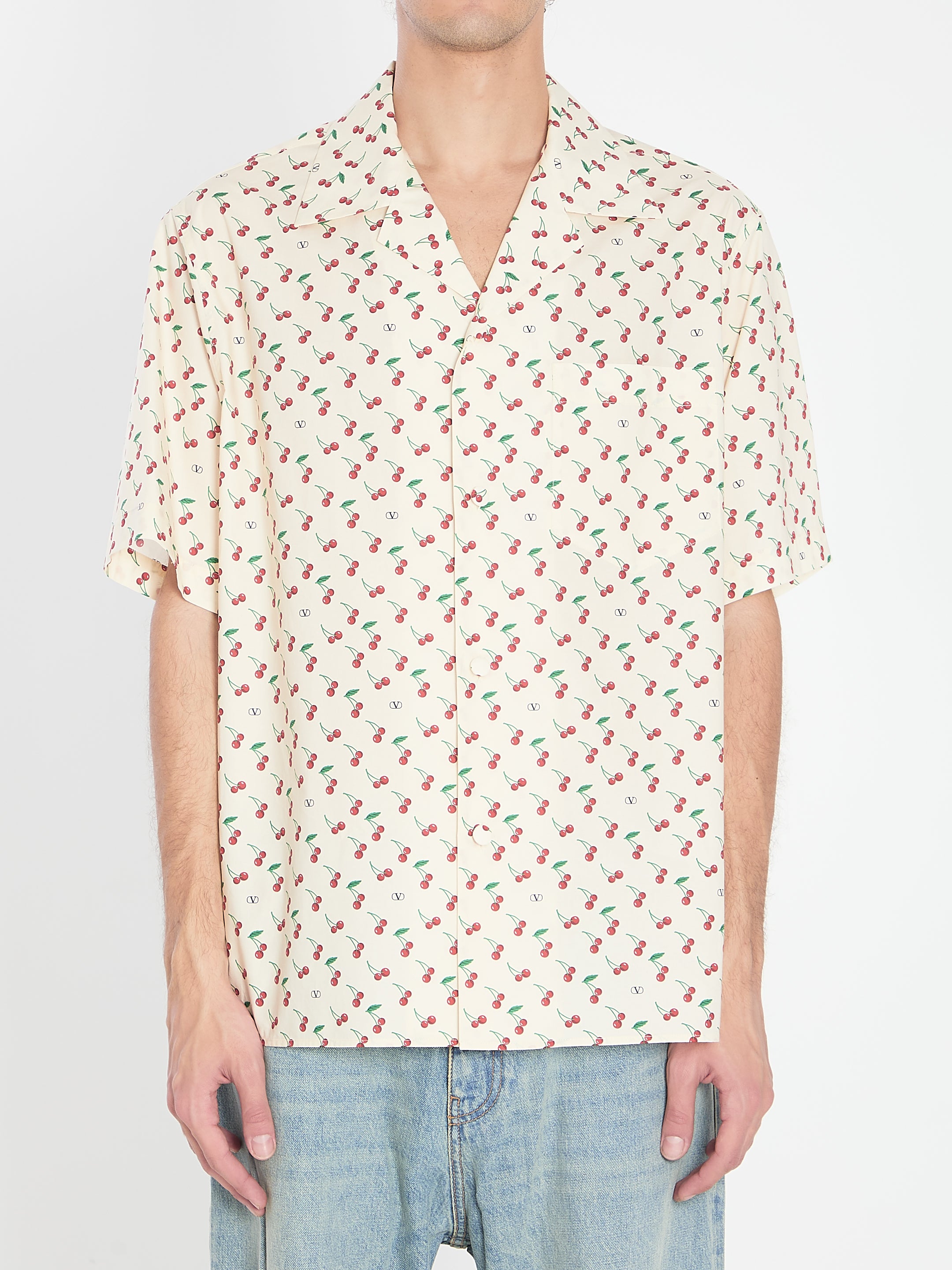 VALENTINO GARAVANI Bowling Shirt with Cherryfic Print - Size 46
