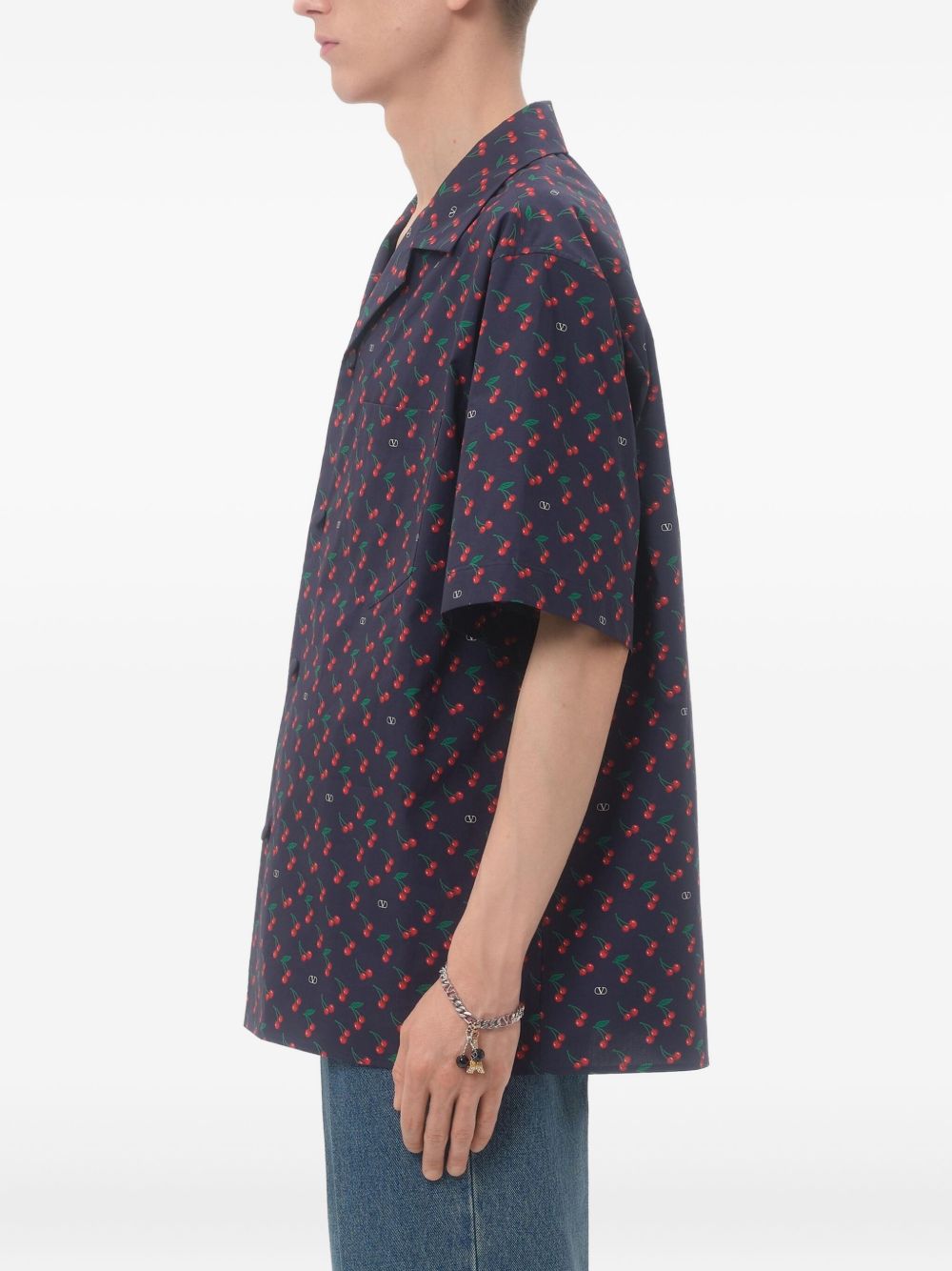 VALENTINO GARAVANI Boxy Fit Bowling Shirt with Cherryfic Print - Size 46