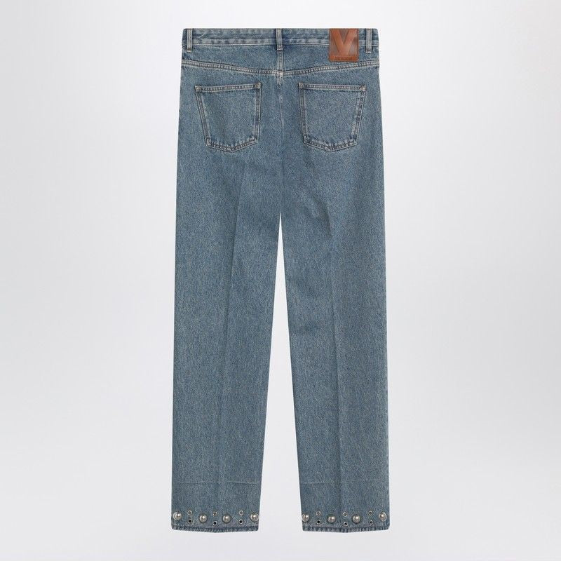 VALENTINO Medium Blue Denim Jeans with Decorative Accents