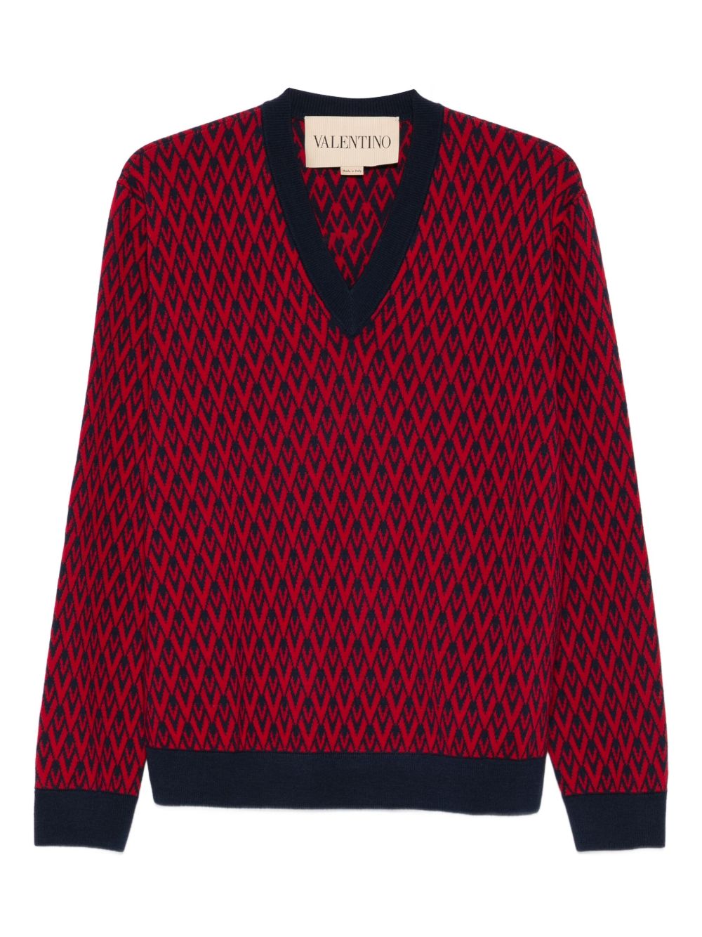VALENTINO GARAVANI Regular Fit Wool Sweater with Jacquard Pattern - Size M