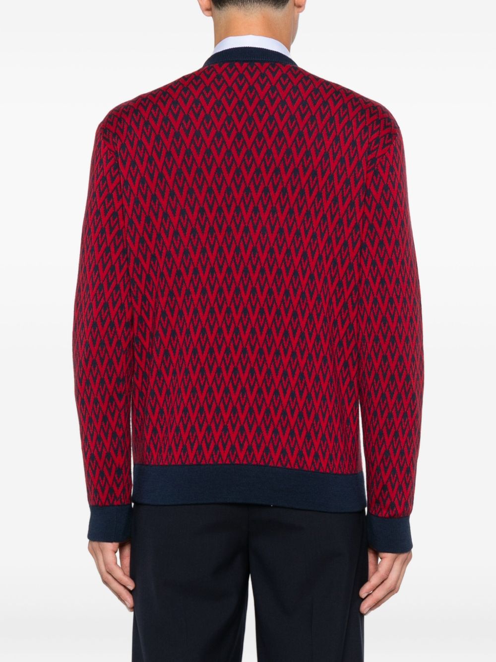 VALENTINO GARAVANI Regular Fit Wool Sweater with Jacquard Pattern - Size M