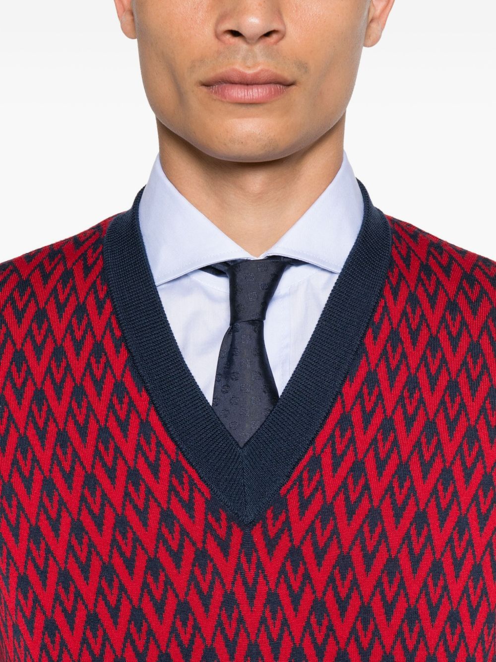 VALENTINO GARAVANI Regular Fit Wool Sweater with Jacquard Pattern - Size M