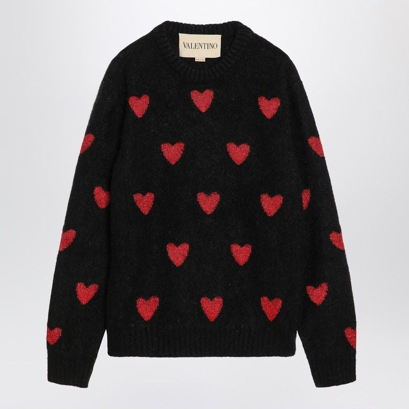 VALENTINO Heart Jacquard Pattern Sweater - Oversized Fit