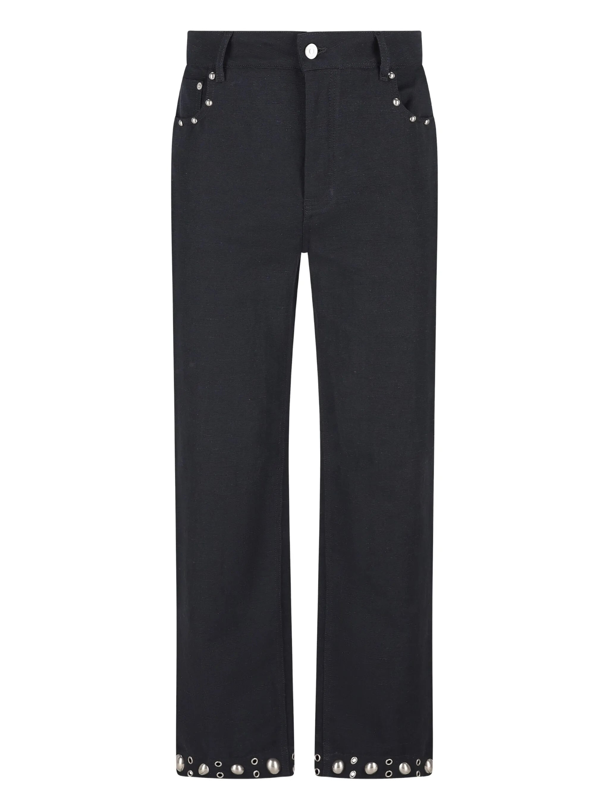 VALENTINO GARAVANI Linen and Cotton Trousers with Stud Details - FW25