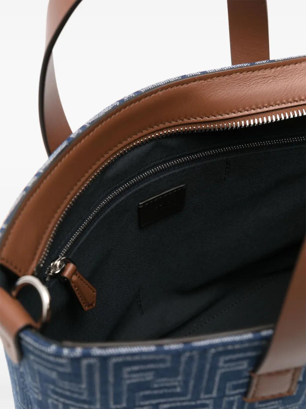 FENDI Denim Effect FF Jacquard Mini Shopping Handbag