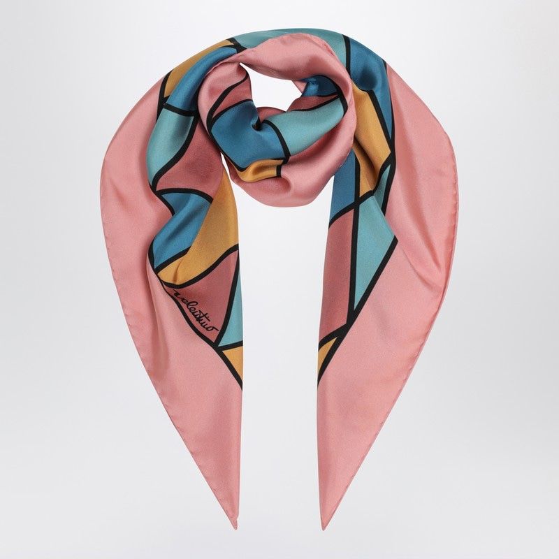 VALENTINO GARAVANI Silk Scarf with Colorful Diamond Pattern