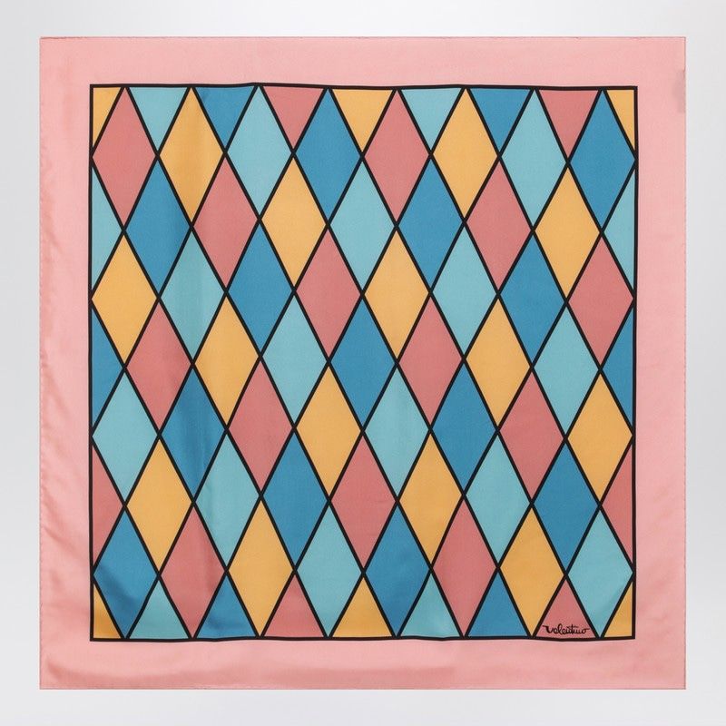VALENTINO GARAVANI Silk Scarf with Colorful Diamond Pattern