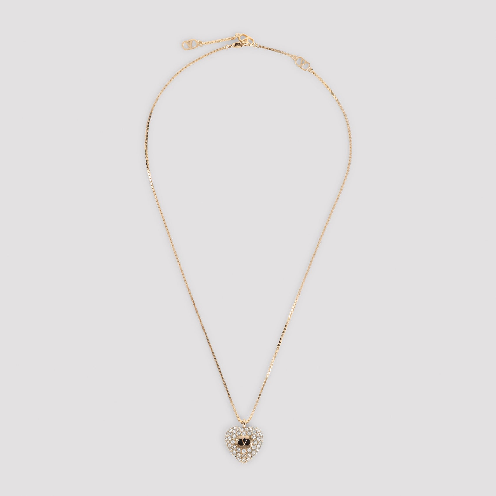 VALENTINO GARAVANI Heart-Shaped Charm Necklace with Crystal Embellishments