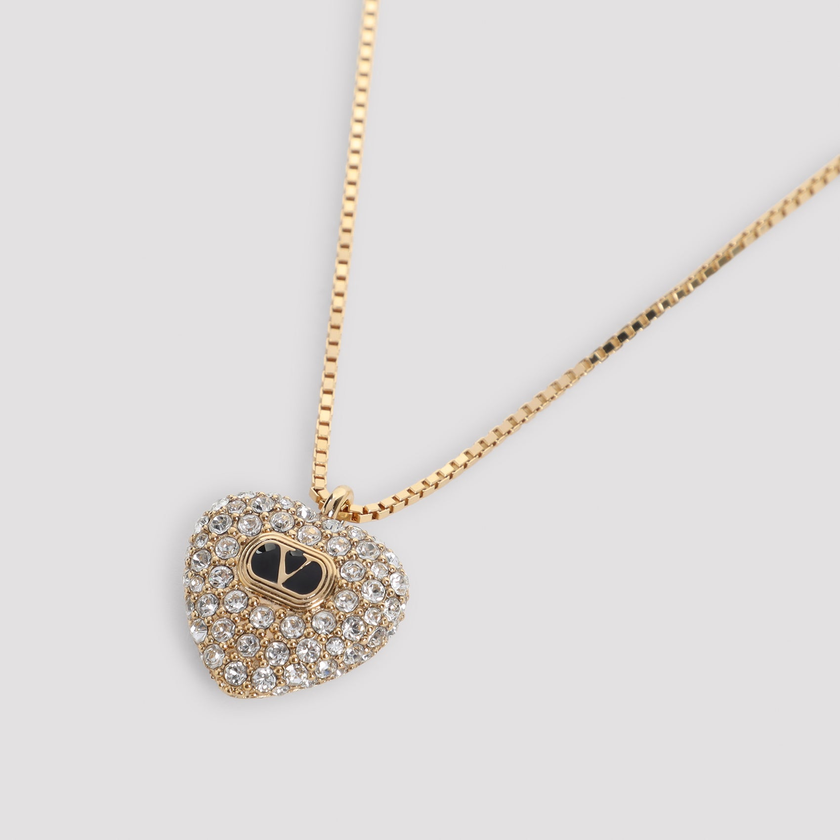 VALENTINO GARAVANI Heart-Shaped Charm Necklace with Crystal Embellishments