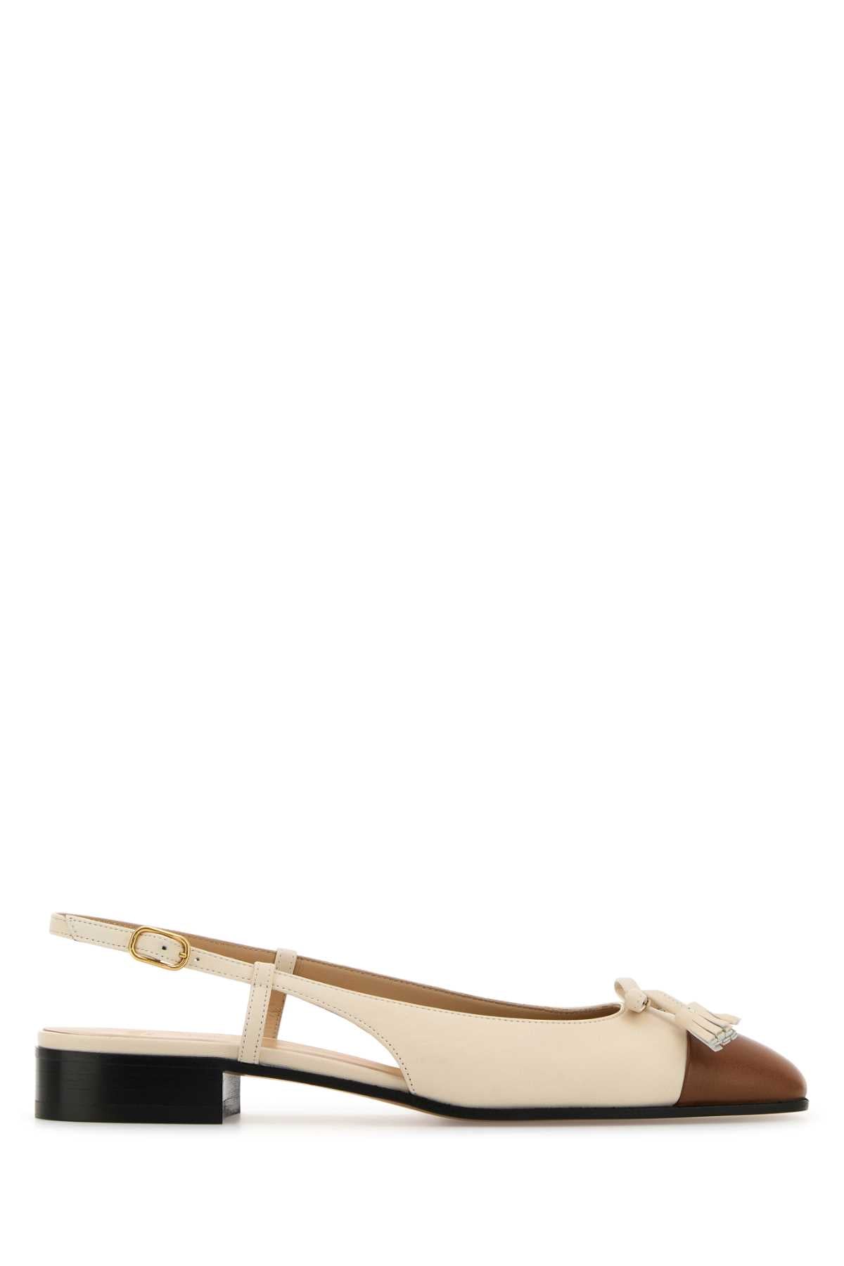 VALENTINO GARAVANI Two-Tone Leather Valet Ballerinas