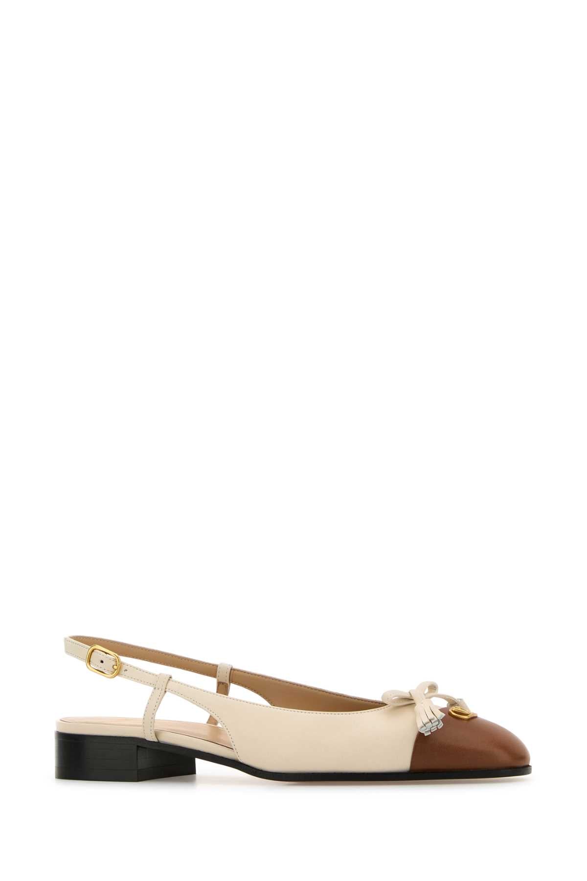 VALENTINO GARAVANI Two-Tone Leather Valet Ballerinas