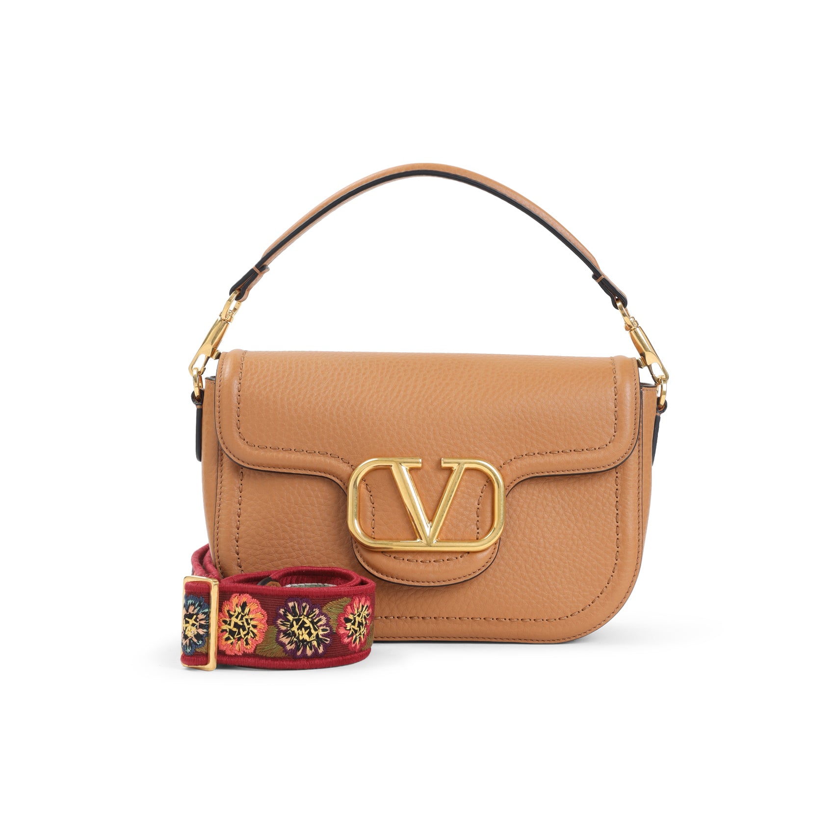 VALENTINO GARAVANI Leather Alltime Mini Shoulder Handbag - W:25CM H:16CM D:5.5CM