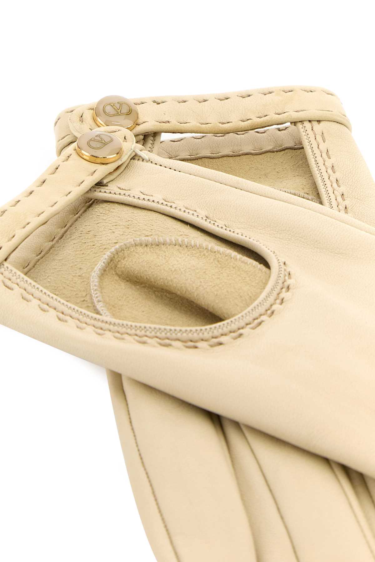 VALENTINO GARAVANI Ivory Leather Driver Gloves (L.22CM)