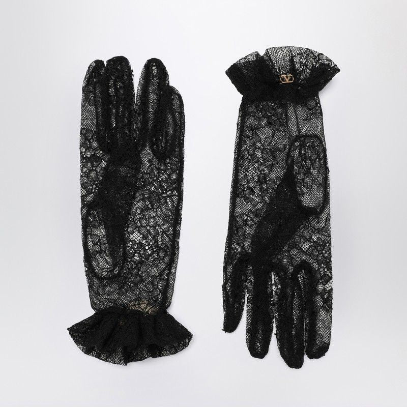 VALENTINO GARAVANI Elegant Lace Logo Signature Gloves for Women