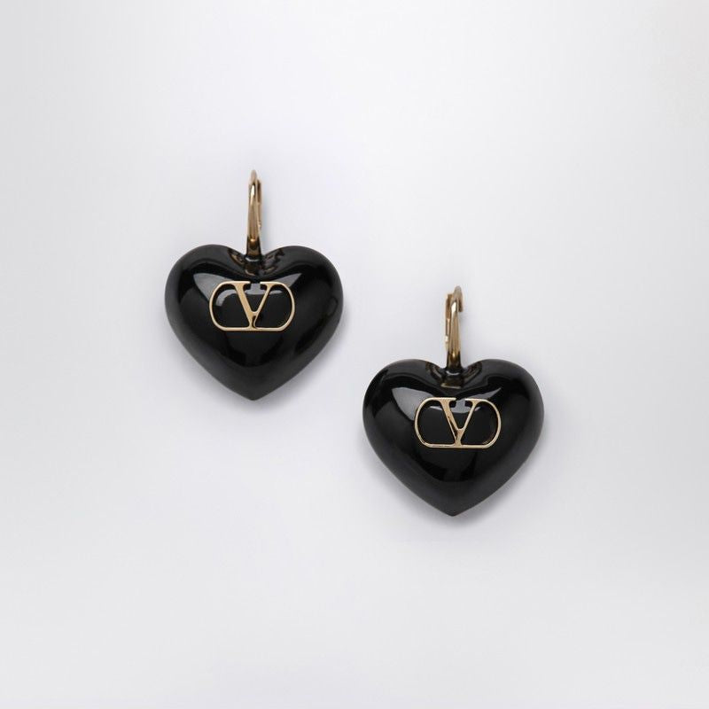 VALENTINO GARAVANI Mini Heart Shaped Earrings with Gold Logo