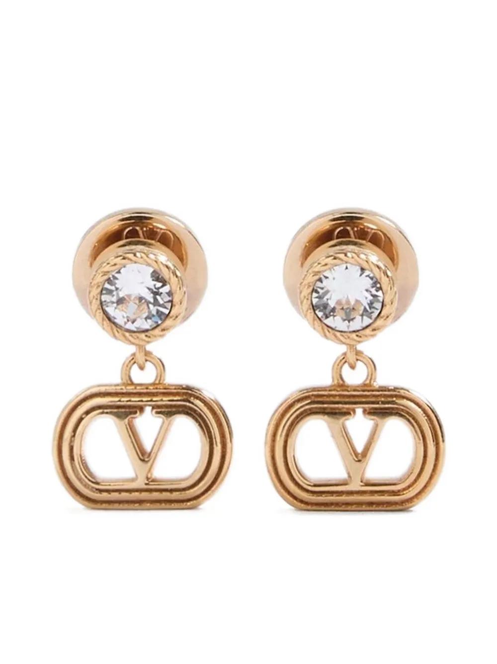 VALENTINO GARAVANI Gold Ovalette Earrings with Swarovski Crystals