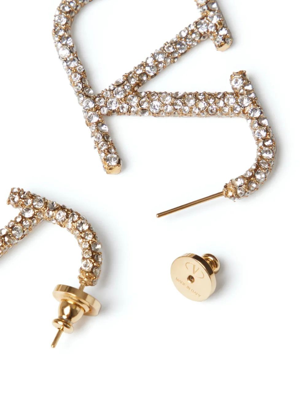 VALENTINO Signature Strass Logo Mini Earrings