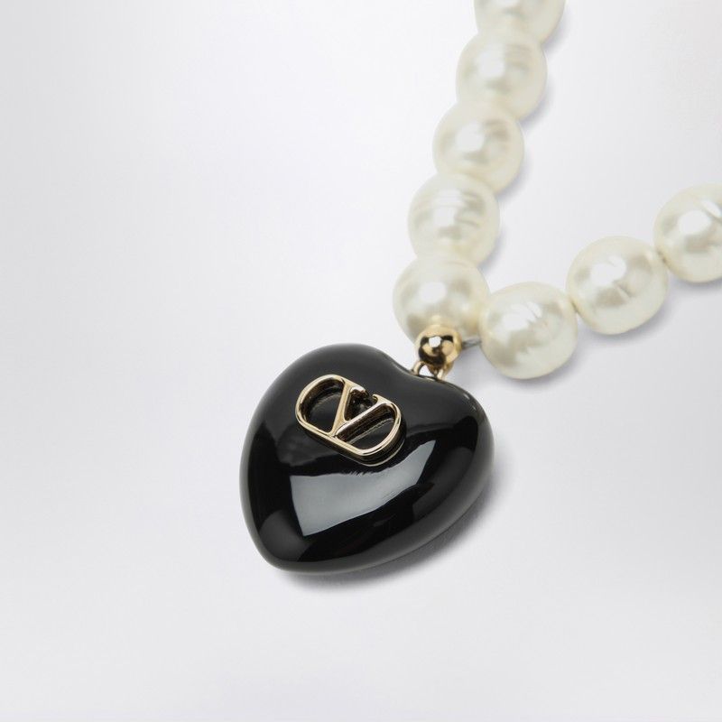 VALENTINO GARAVANI Mini Puffed Heart Pearl Necklace