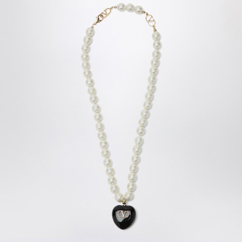 VALENTINO GARAVANI Mini Puffed Heart Pearl Necklace