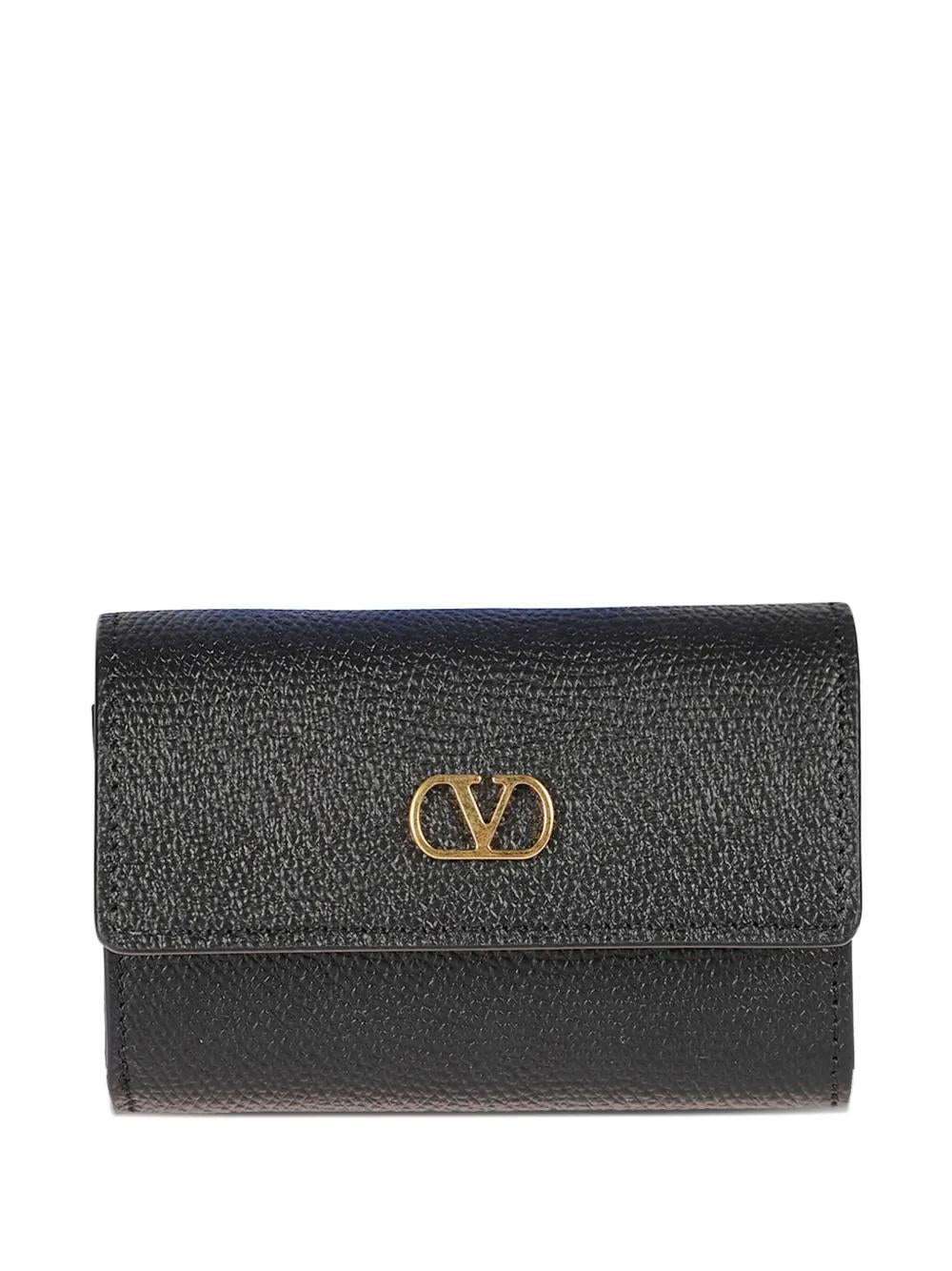 VALENTINO GARAVANI Leather Wallet with Logo Plaque - Mini