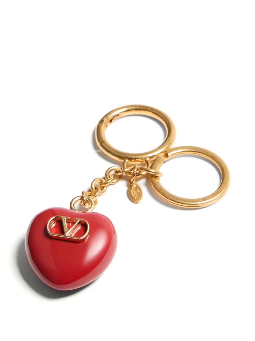 VALENTINO GARAVANI Mini Handbag Charm Keyring with Heart and Vlogo Signature
