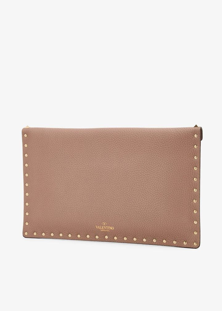 VALENTINO Large Flat Pouch Handbag with Rockstud Detail
