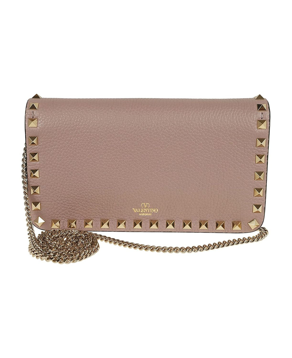 VALENTINO GARAVANI Mini Calfskin Rockstud Chain Wallet
